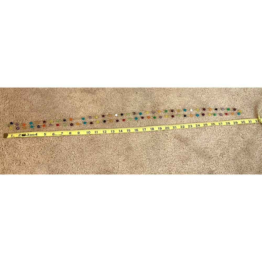 Vintage Necklace Multicolor Station Beads Gold Tone Chain w/ Beads Length 30" - Picture 7 of 7